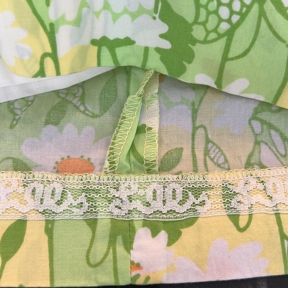 LILLY PULITZER Vintage White Label Green yellow daisy Butterfly Skirt Sz 0 - Picture 5 of 6
